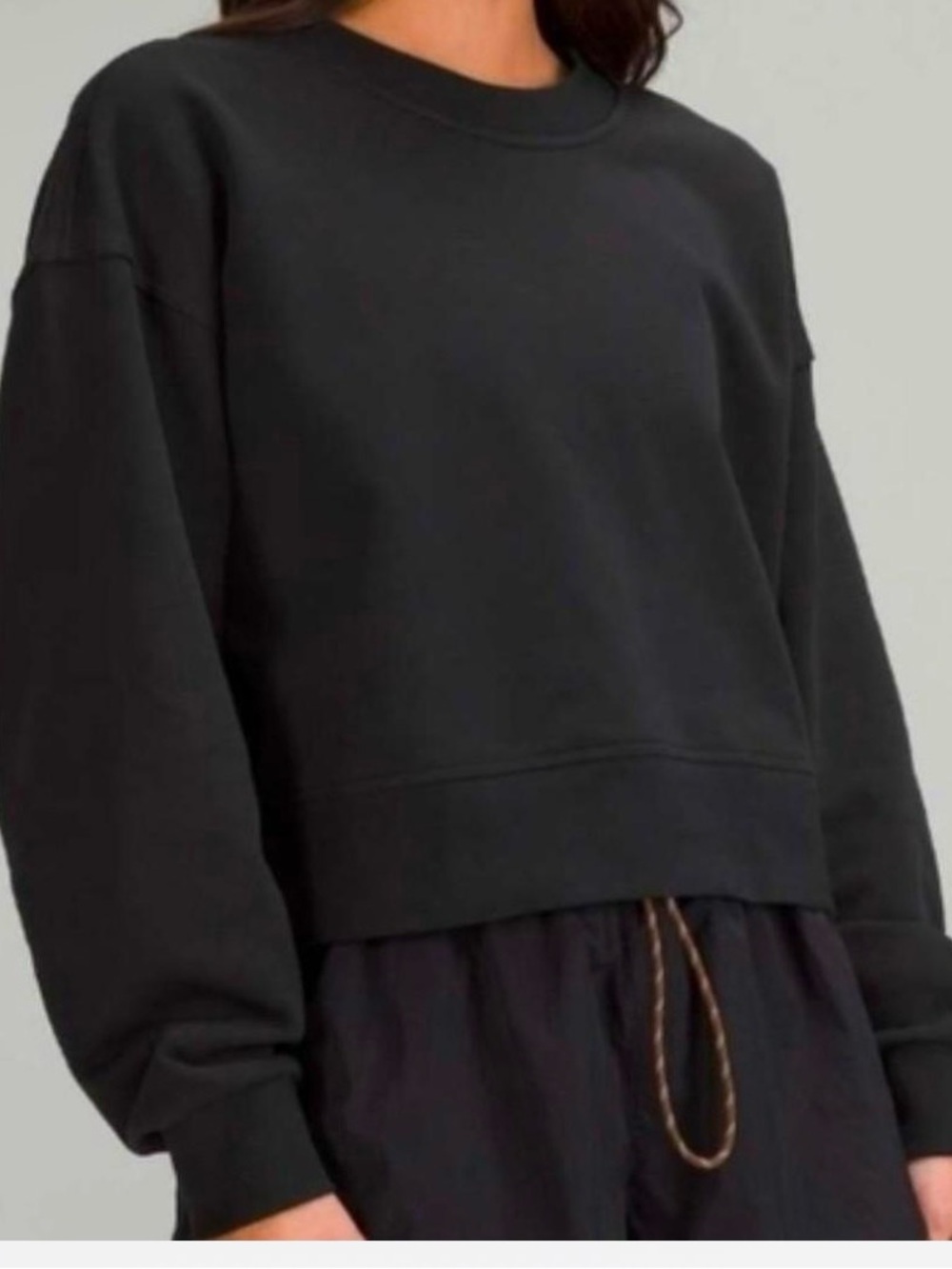 Lululemon Black Perfectly Oversized Cropped Crew Sweatshirt SZ. 10 NWOT